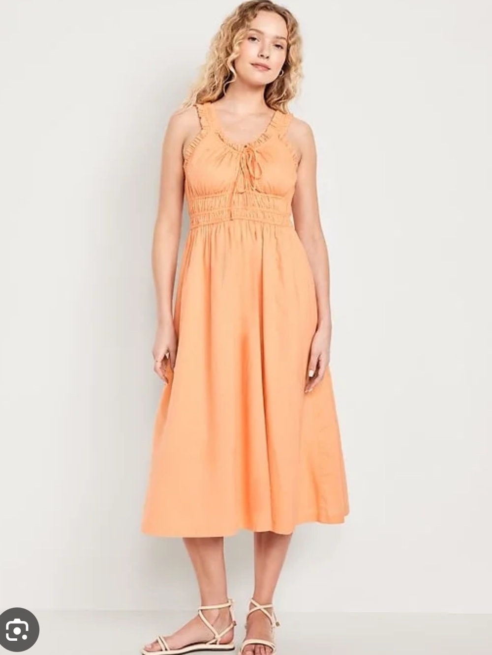 Waist-Defined Ruffled Midi Dress